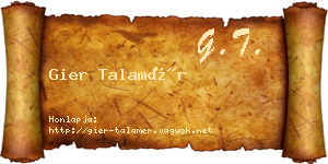 Gier Talamér névjegykártya